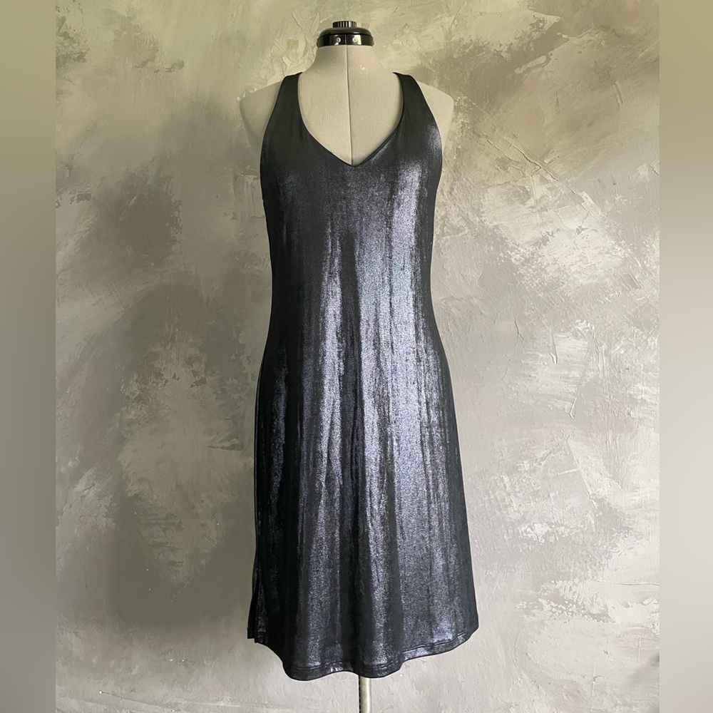 Ashley Stewart Navy Metallic Slip Dress